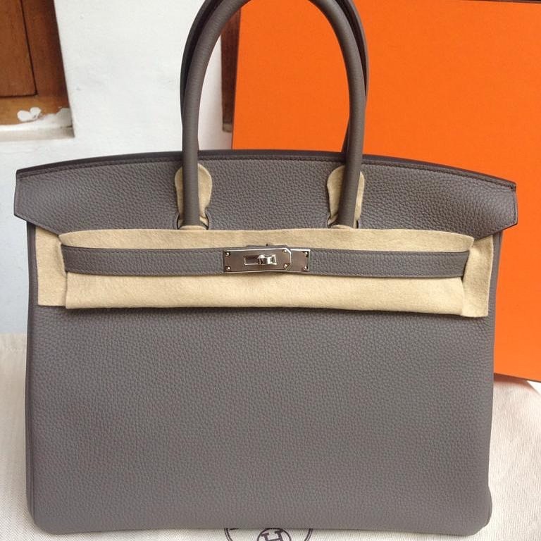 Hermes Birkin 25 Etain Togo Palladium Hardware #D - Vendome Monte Carlo