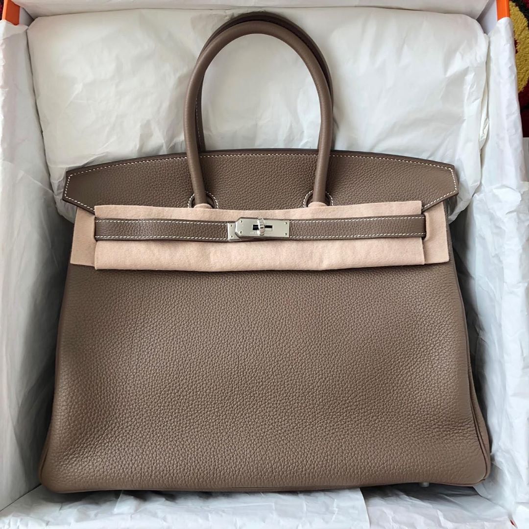 Hermes Birkin 35 Etoupe Togo Palladium Hardware #A - Vendome Monte Carlo