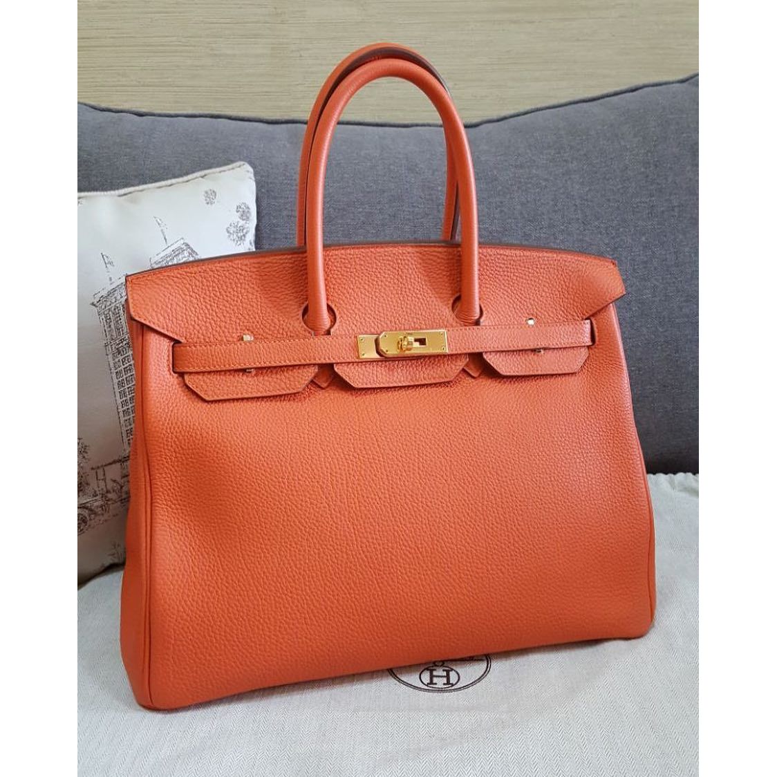 Hermes Birkin 35 Bag Feu Orange Togo Gold Hardware – Mightychic