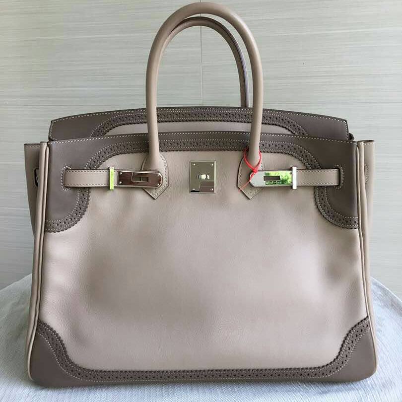 Hermes Birkin bag 25 Etoupe grey Swift leather Gold hardware