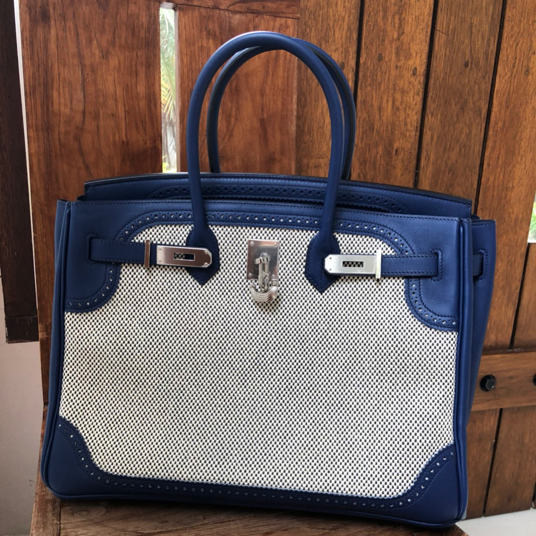 Hermes Birkin 35 Bleu Saphir Epsom Palladium Hardware #X - Vendome Monte  Carlo