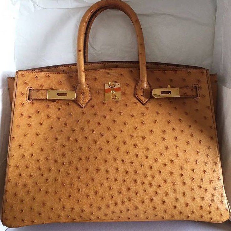 Hermes Birkin 35 Ostrich Leather Bag