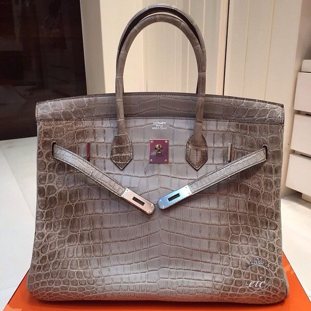 Pre-owned HERMES BIRKIN BAG 35cm HIMALAYAN GRIS CENDRE GREY