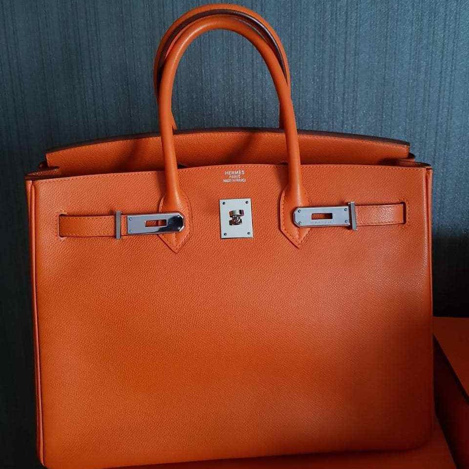 Hermes Birkin 35 Orange Epsom Palladium Hardware N Vendome Monte Carlo