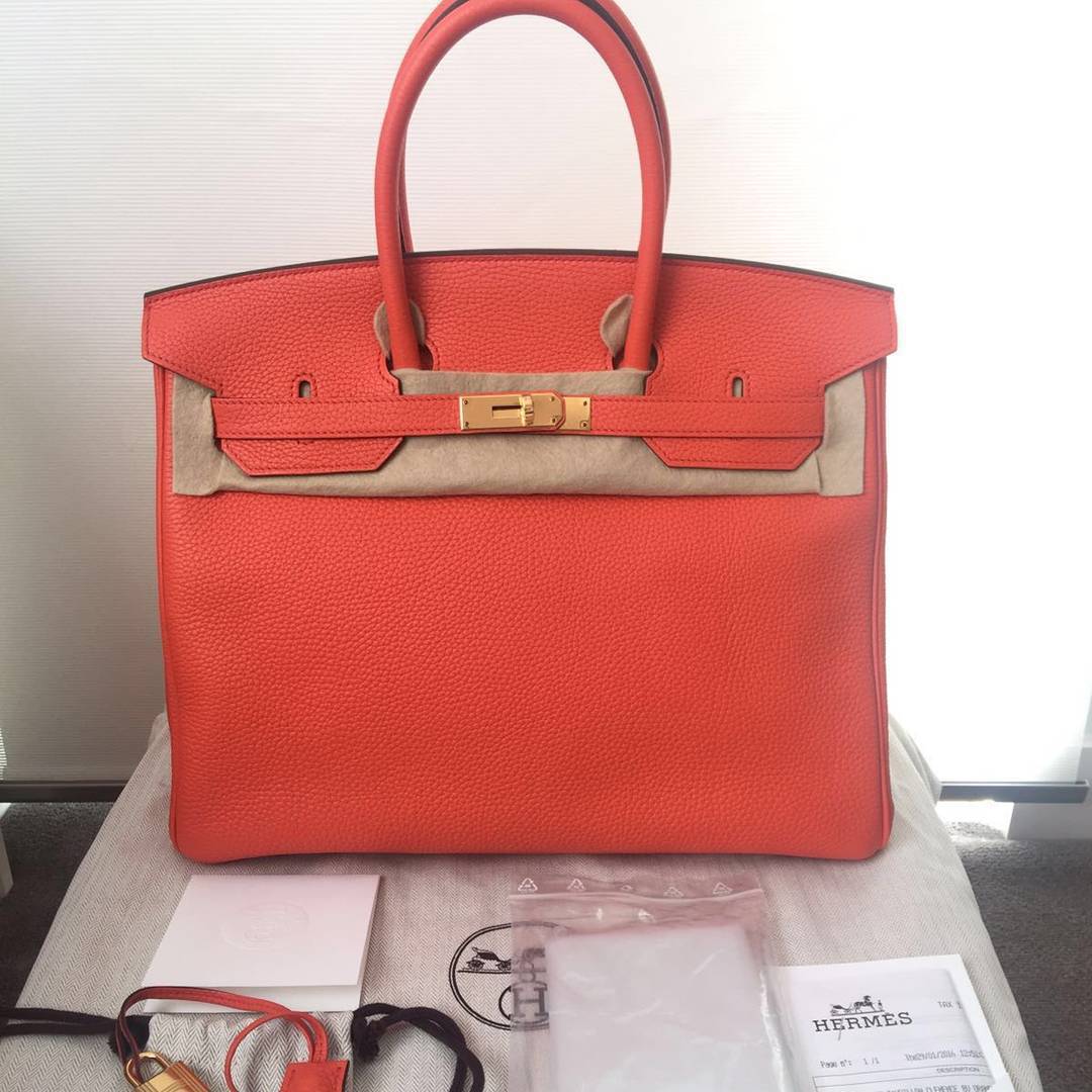 Vendome Monte Carlo Hermes Birkin 35 Orange Poppy Clemence Vendome Monte Carlo Hermes Birkin 35 Orange Poppy Clemence