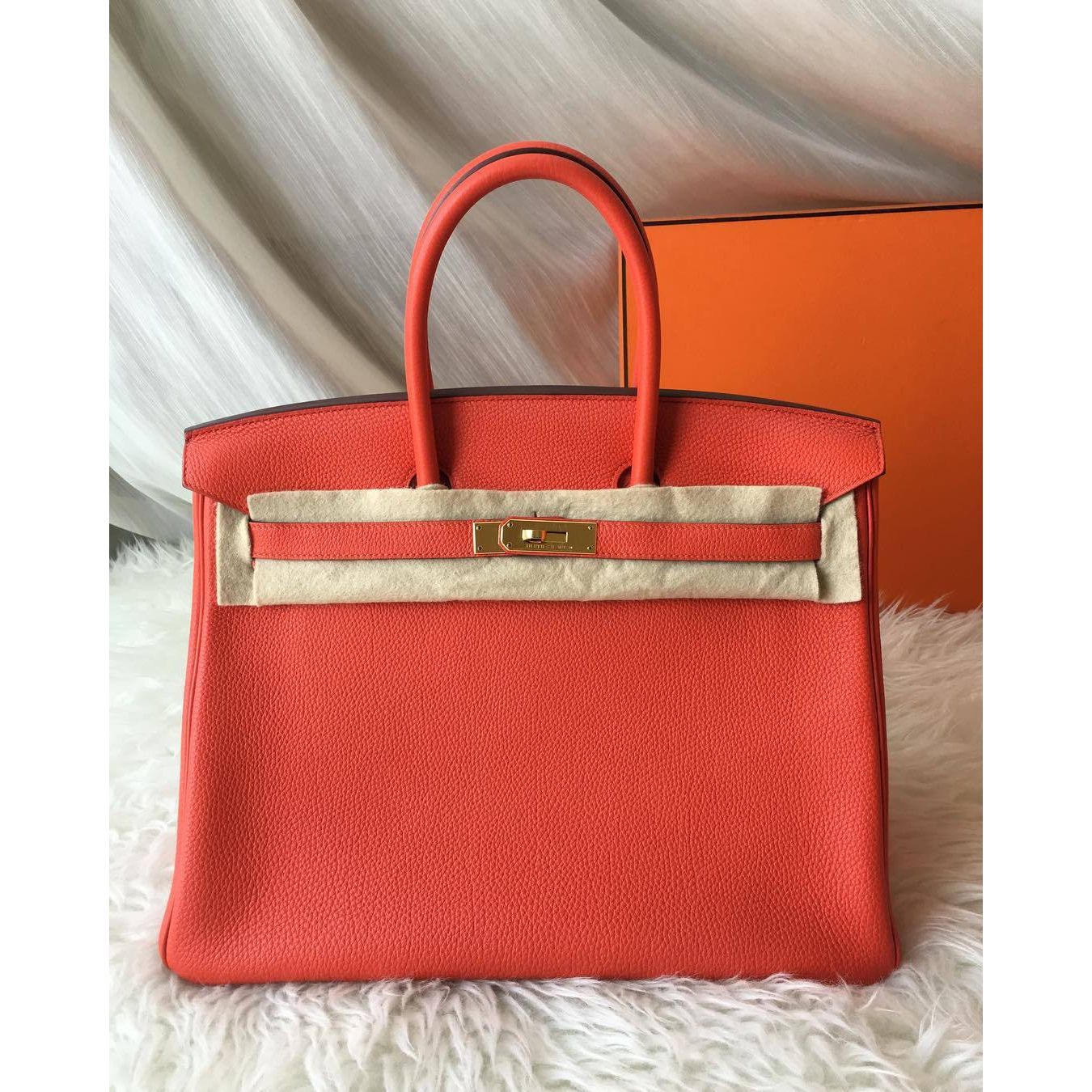 Hermes Orange Poppy Swift Leather Kelly Pochette Bag with