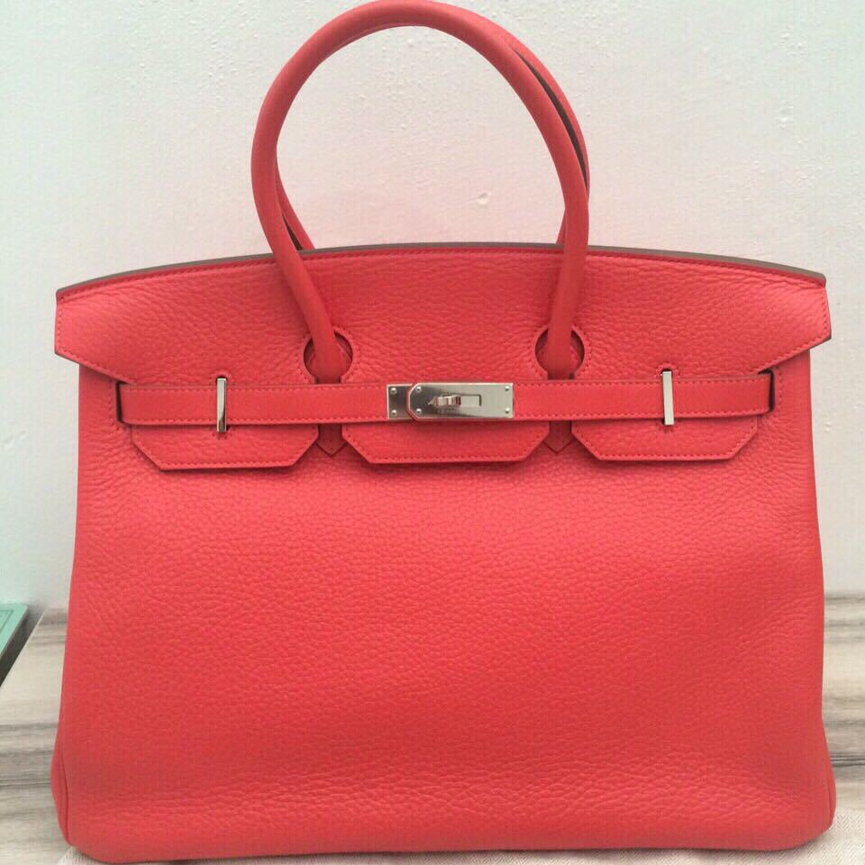 Hermes Birkin 35 Bag White Clemence Leather with Palladium