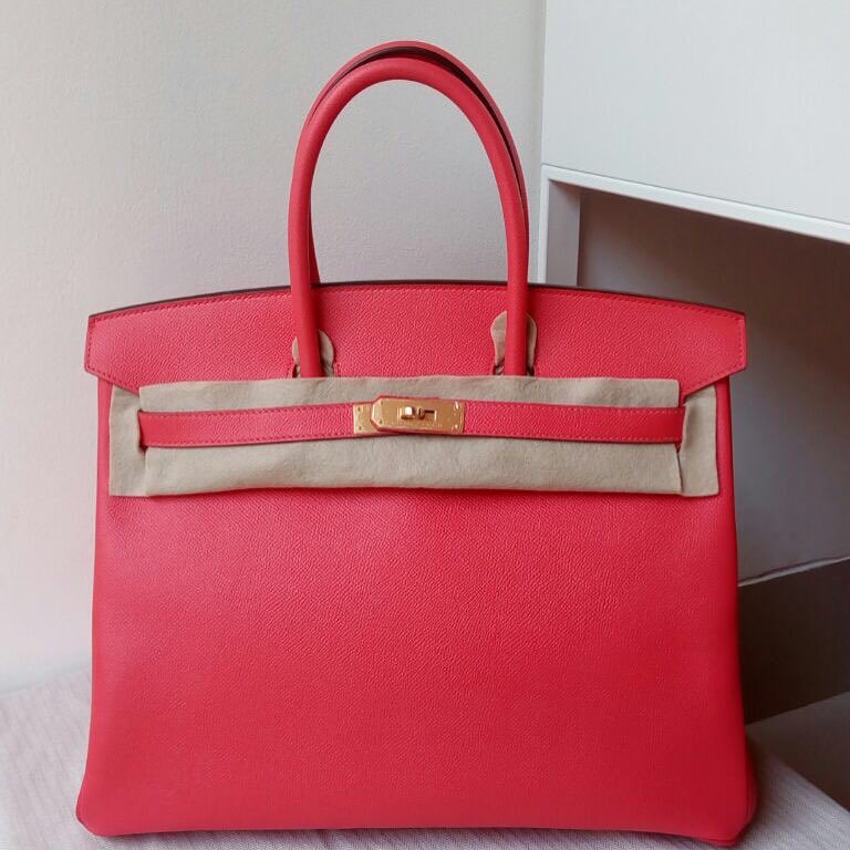 Hermès Kelly 35 Epsom Rose Jaipur Top Handle Bag For Sale at 1stDibs