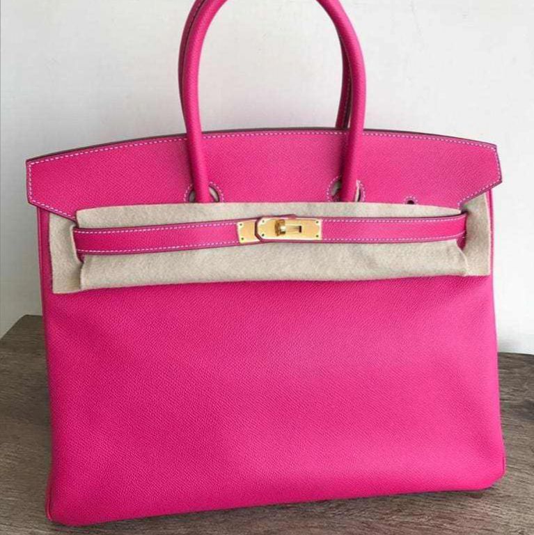 Auth NEW Hermes Birkin Bag 35cm Gold HW Rose Tyrien (item #1233455)