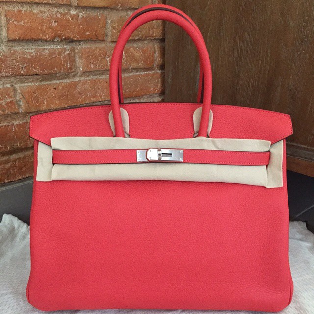 Hermes Birkin 35 Rouge Pivoine Clemence Palladium Hardware #T