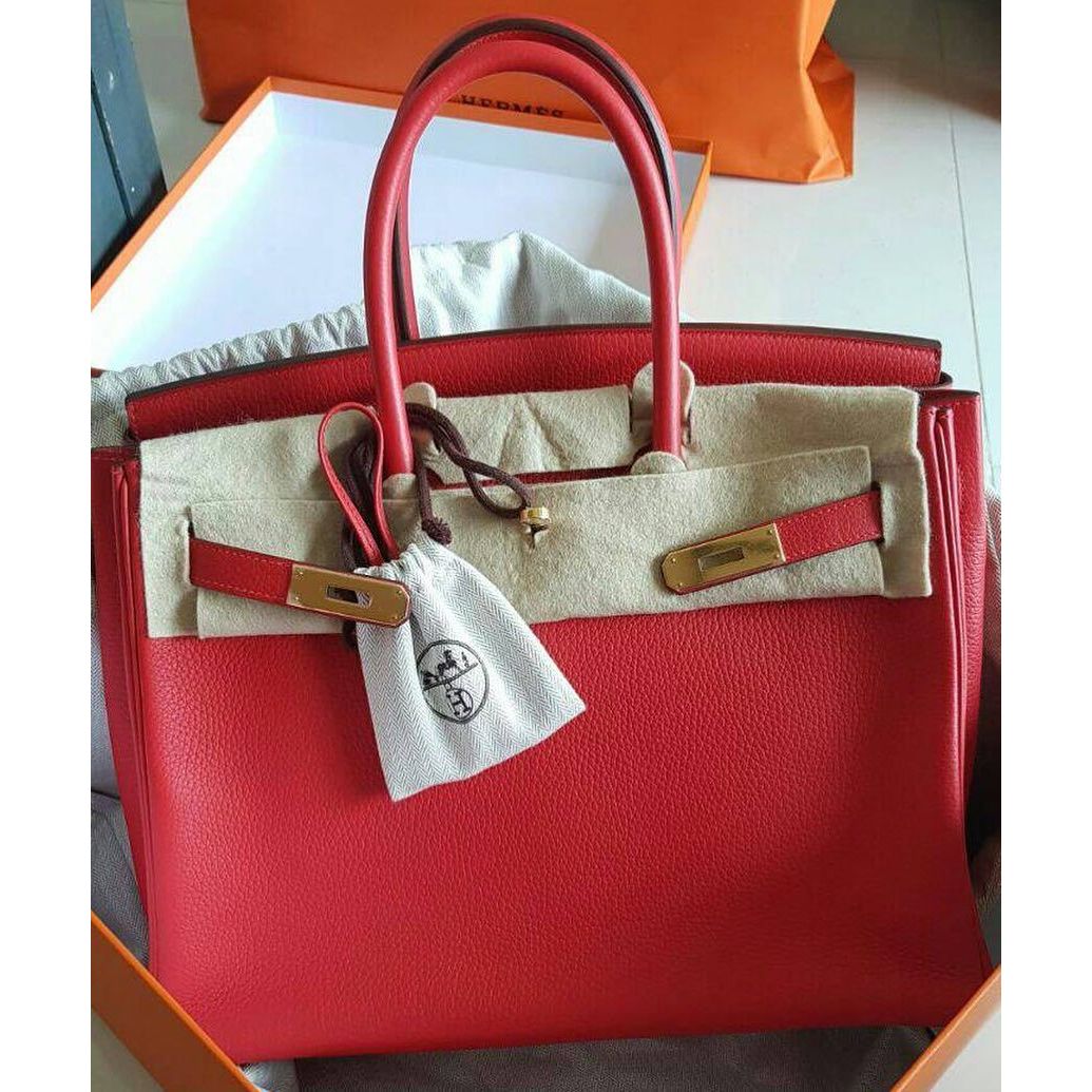 Hermes Birkin 35 Rouge Tomate Clemence Gold Hardware #A - Vendome