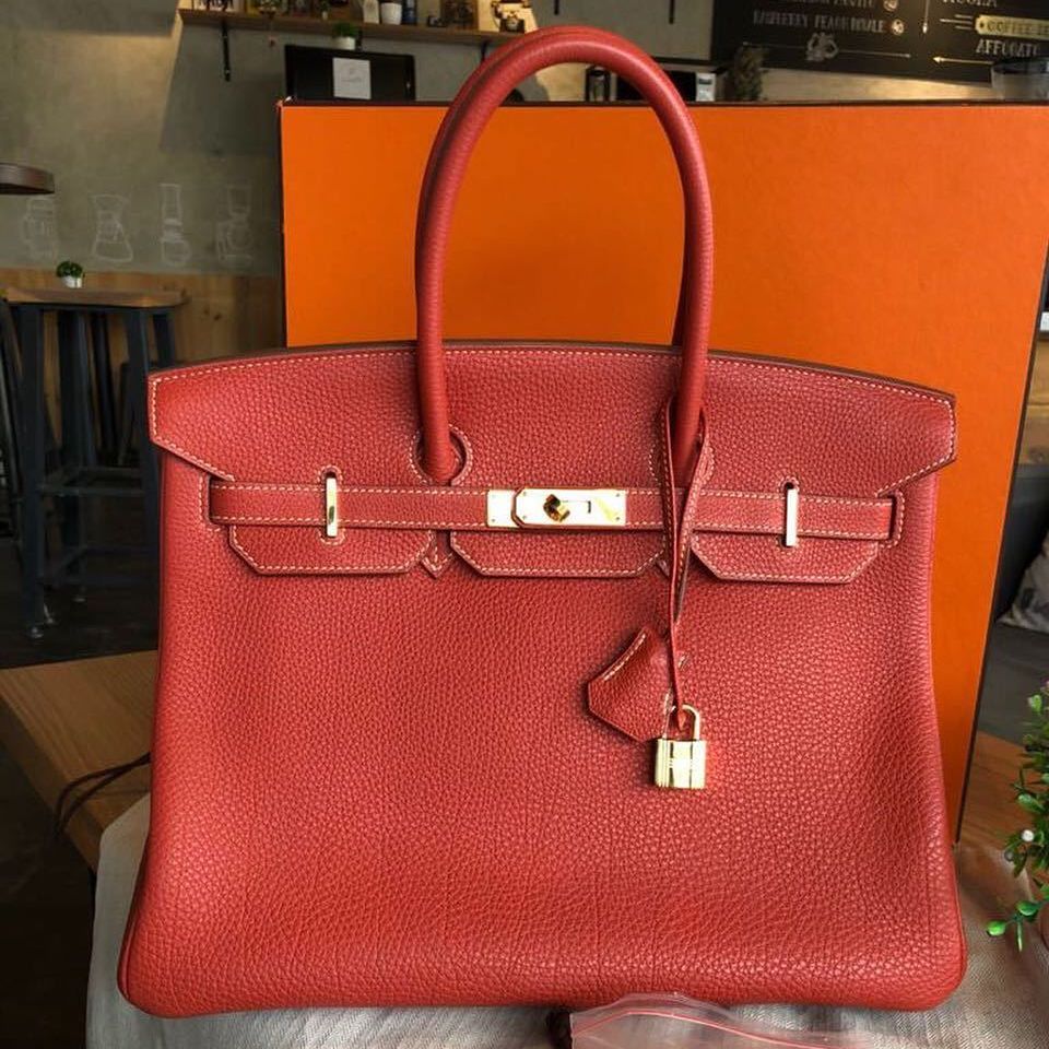 Hermes Birkin 35 Sanguine Togo Gold Hardware O Vendome Monte Carlo