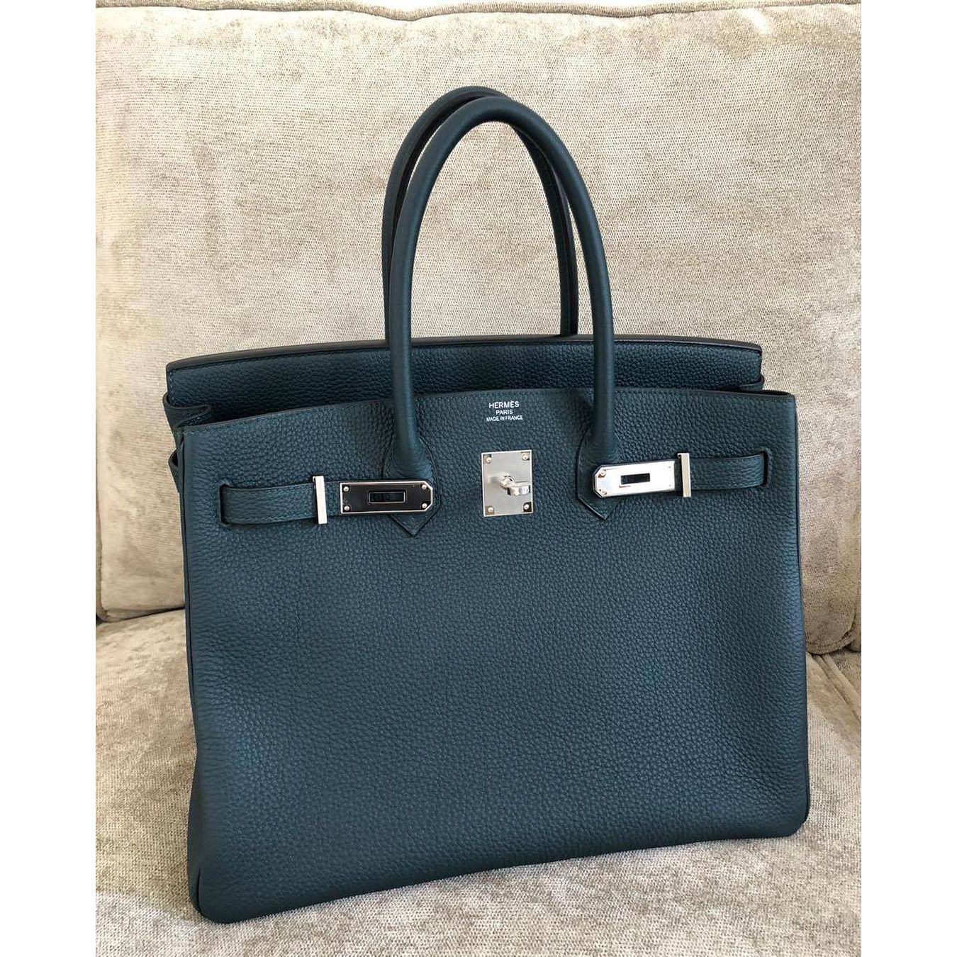 Hermes Birkin 35 Verso Blue Nuit Orange Poppy Togo Exclusive