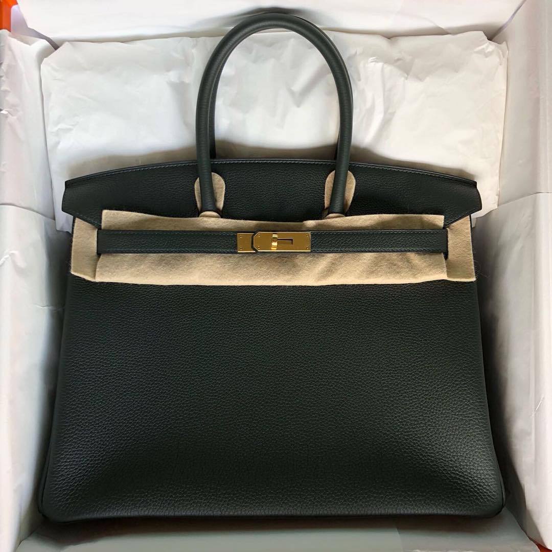 Hermes Birkin Bag 35 Togo Black Women's Handbag - 35-BLACK-TOGO-GOLD