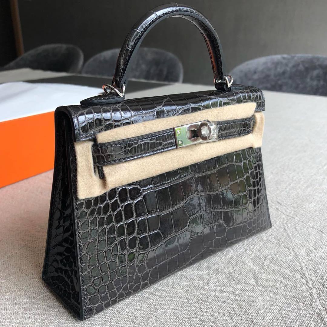 Hermès Kelly 20 Mini II Sellier Rose Scheherazade Alligator Palladium