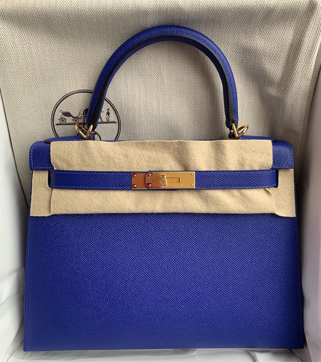 Hermes Kelly 28 Sellier Bleu Electrique Epsom Gold Hardware #C ...