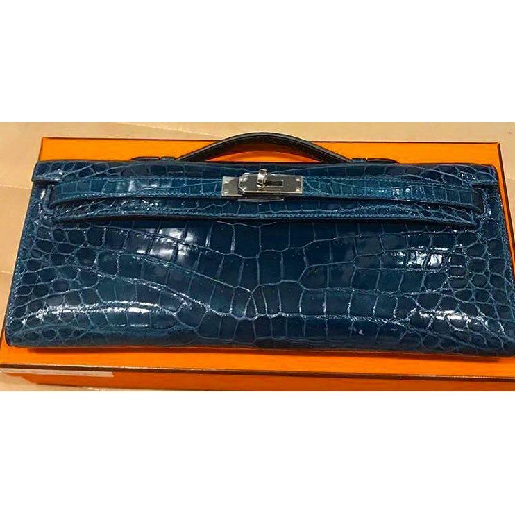 Hermes Birkin 25 Bleu Saphir (Sapphire Blue) Niloticus Lisse (Shiny) Gold  Hardware #C - Vendome Monte Carlo