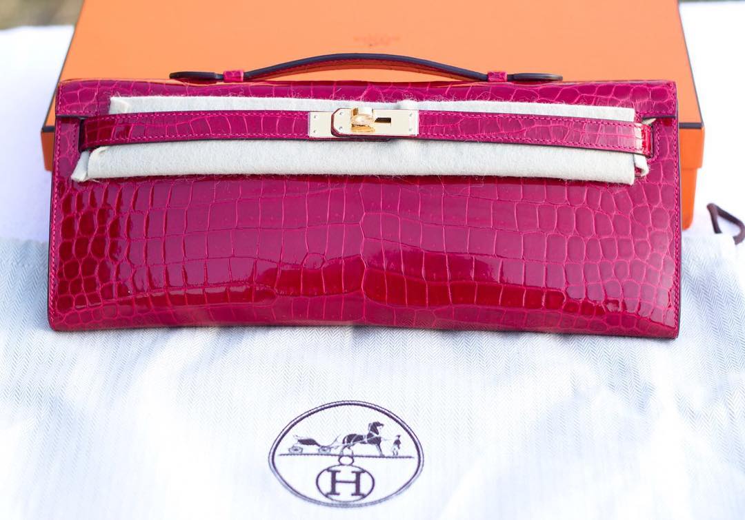 Hermes Kelly 20 Mini Sellier Rose Extrême Alligator Lisse Shiny Palladium  Hardware #C - Vendome Monte Carlo