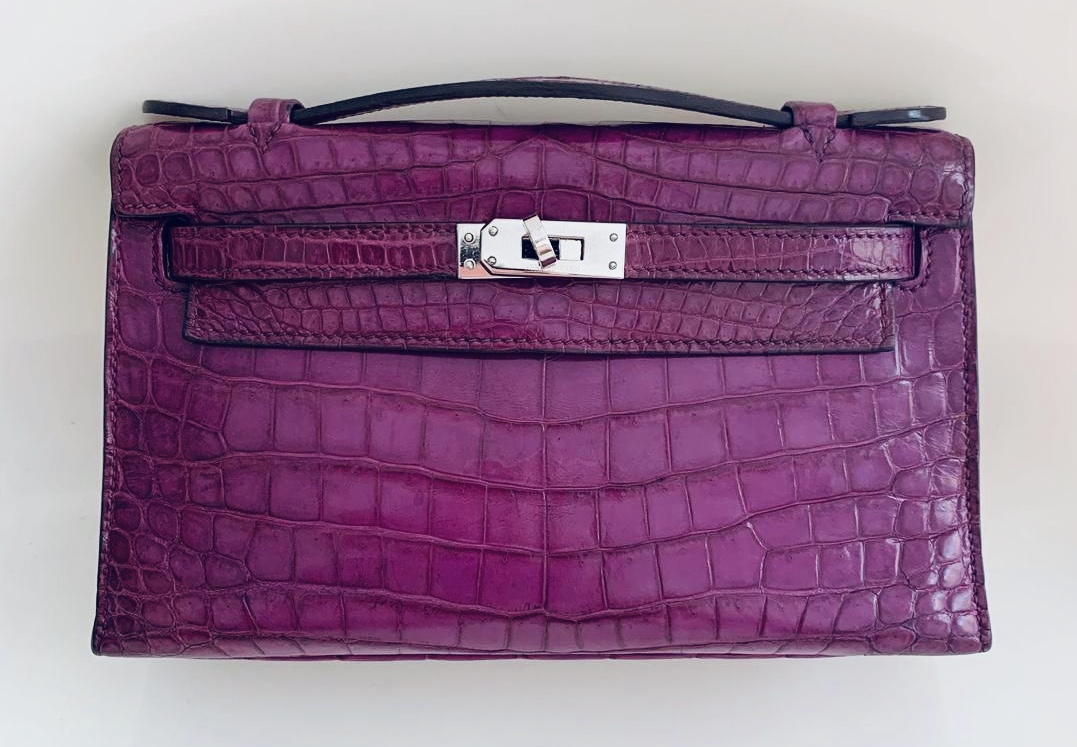 Hermes box kelly pochette bag top