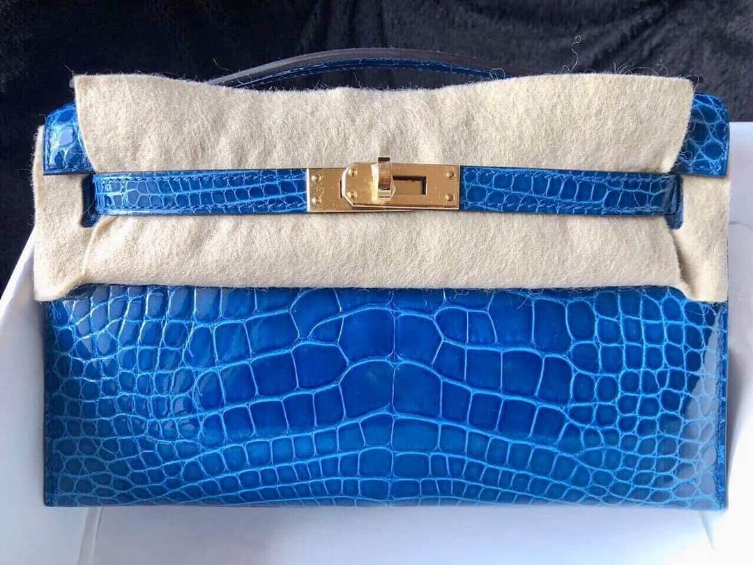 Hermes Constance 18 Mini Bleu Mykonos Autruche Ostrich Gold