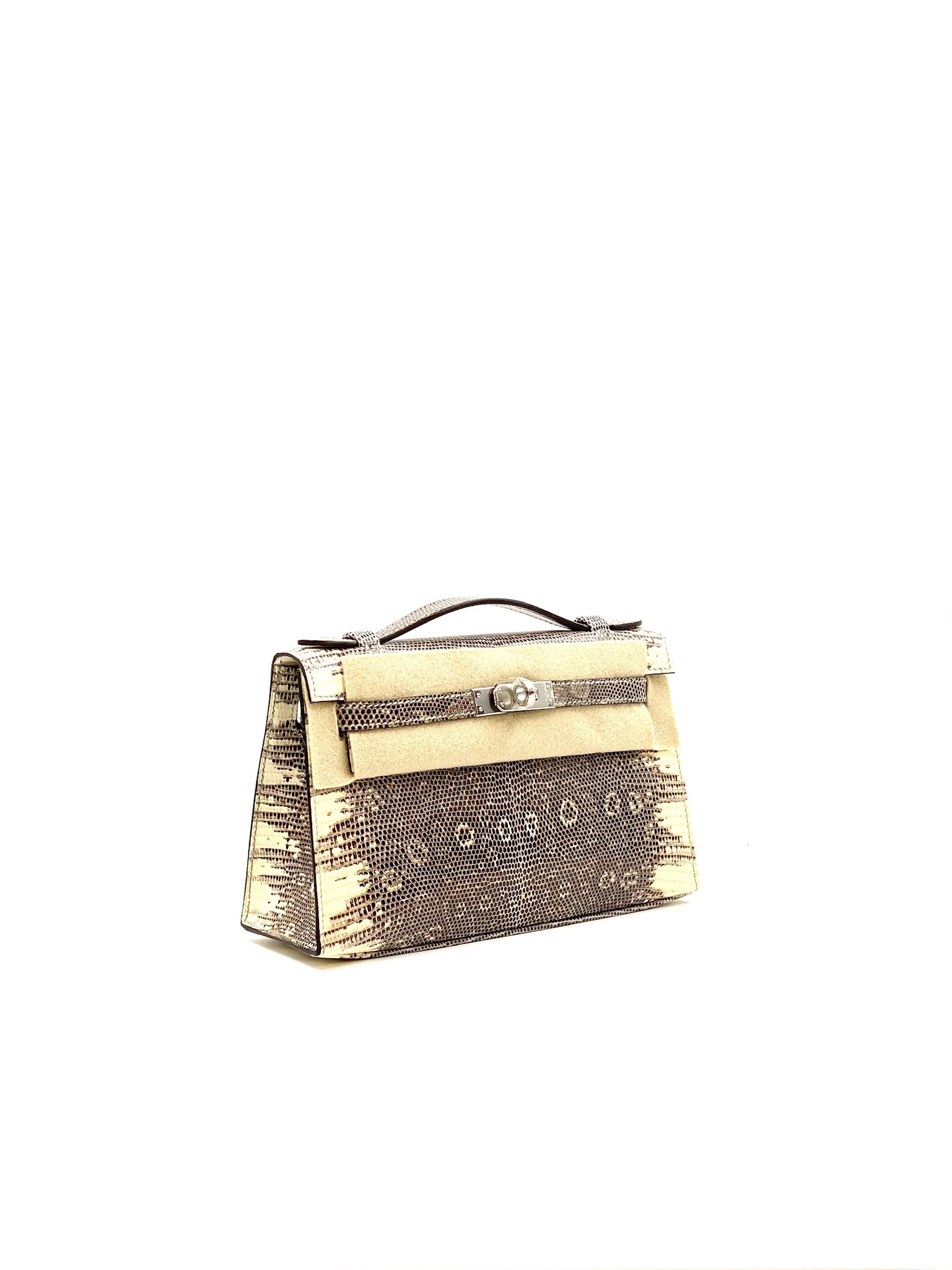 Hermes Kelly Pochette Bag Ombre Lizard Clutch Palladium Hardware Very –  Mightychic