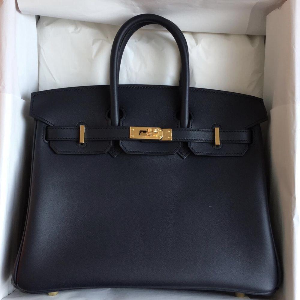 Hermes Birkin 25 Bleu Indigo Jonathan Gold Hardware #D