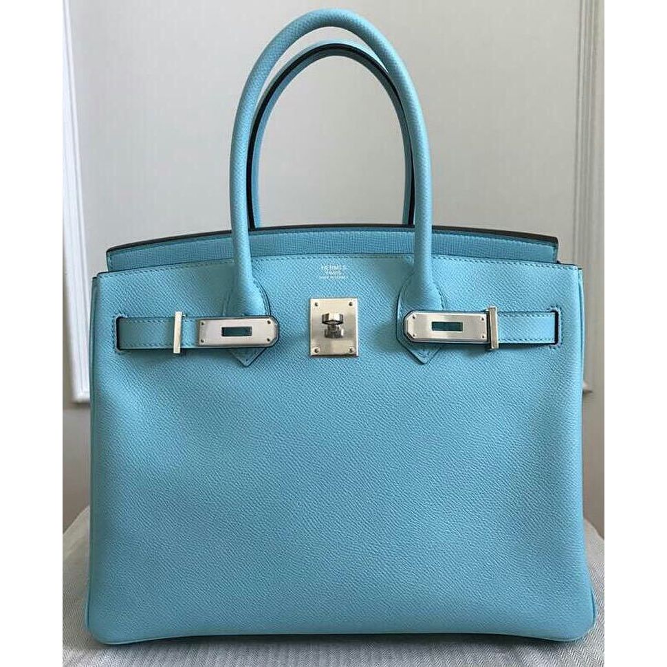 Hermes Birkin 30 Bleu Atoll Epsom Palladium Hardware #T