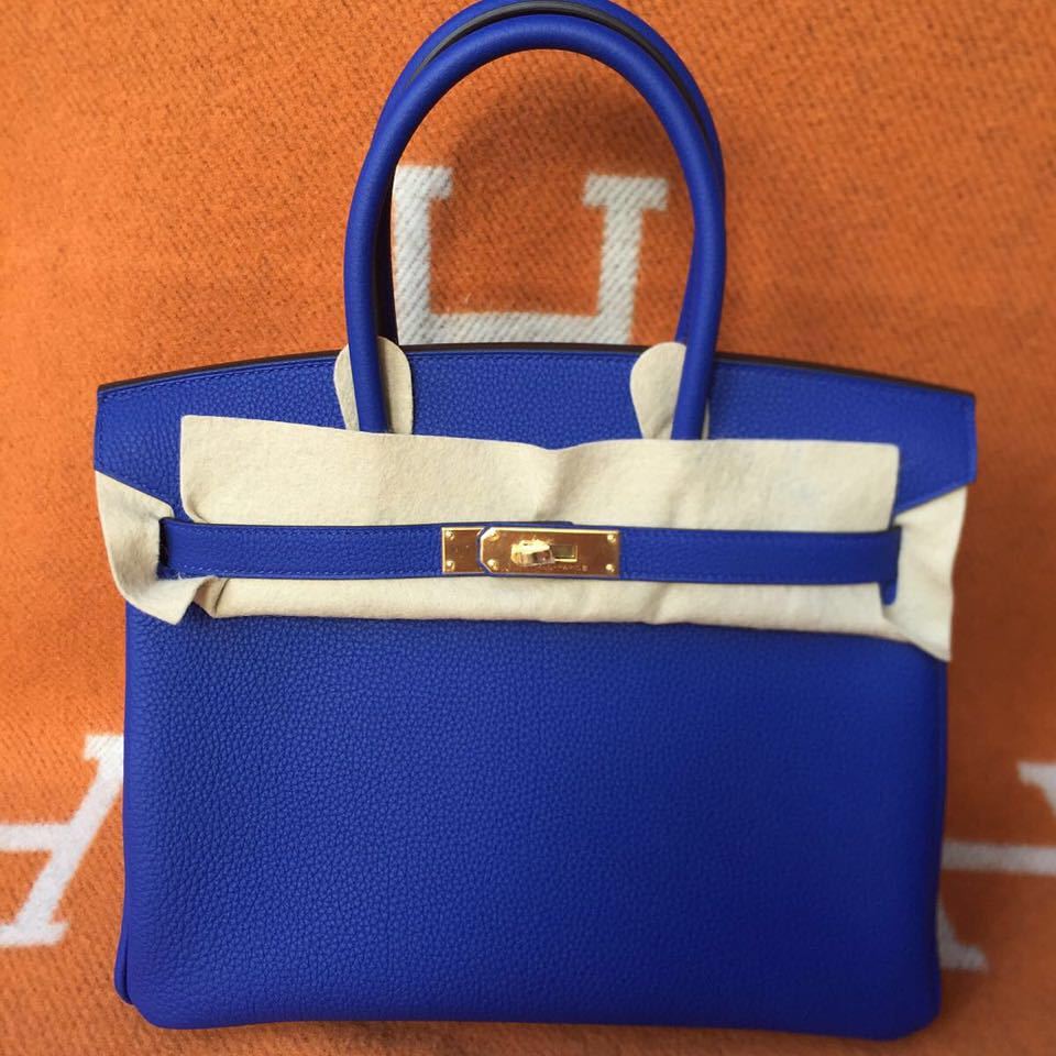 Hermes Birkin bag 30 Blue electric Epsom leather Silver hardware