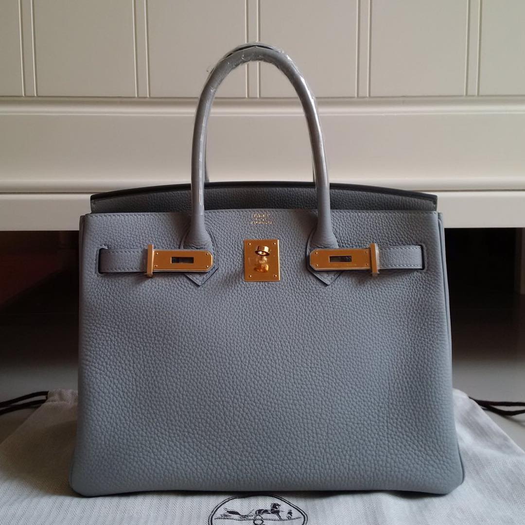 Hermes Birkin 30 Bleu Glacier Blue Gray Grey Togo Palladium Hardware at  1stDibs