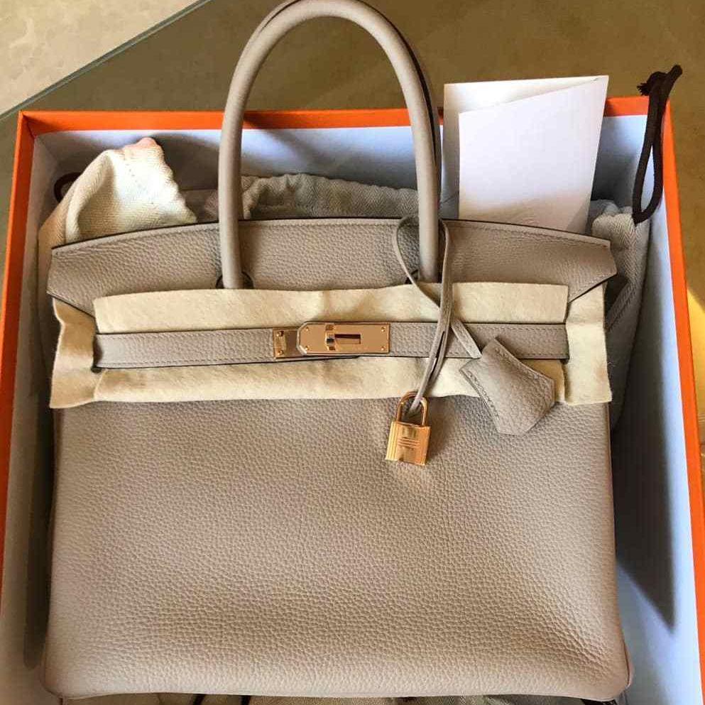 Hermès Birkin 30cm Veau Togo Gris Tourterelle RoseGold Hardware – SukiLux