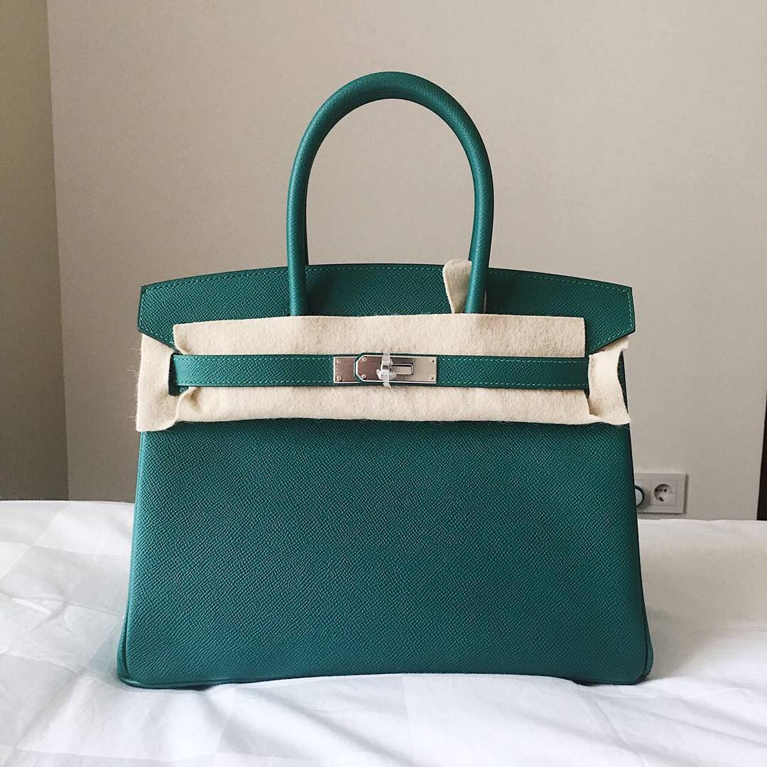 Hermes Malachite Togo Retourne Kelly Handbag