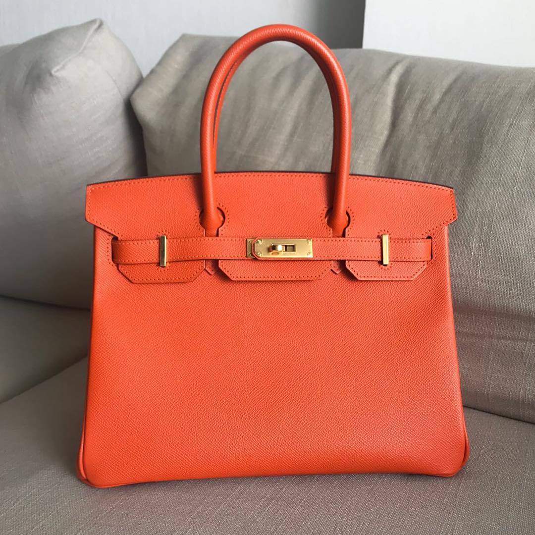Orange birkin top bag cost