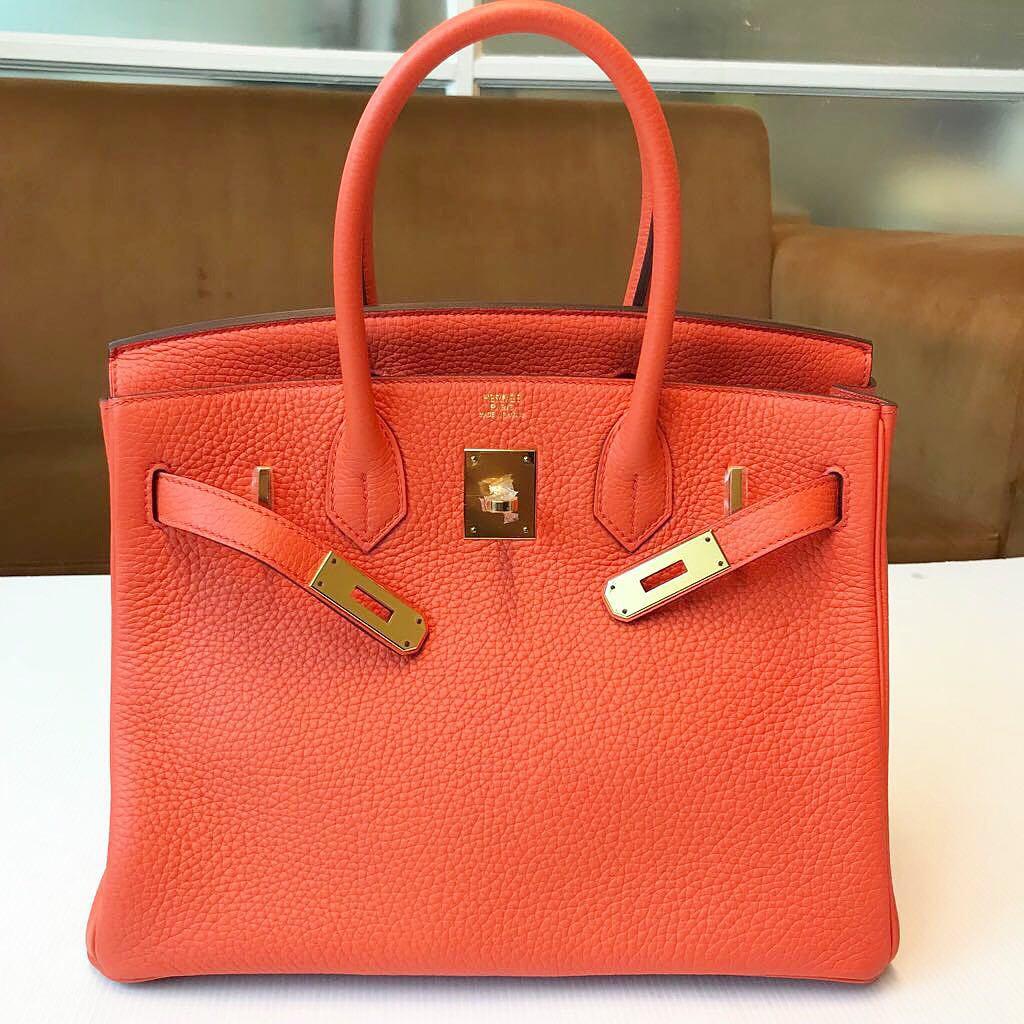 Hermes Birkin 30 Orange Poppy Clemence Gold Hardware #T