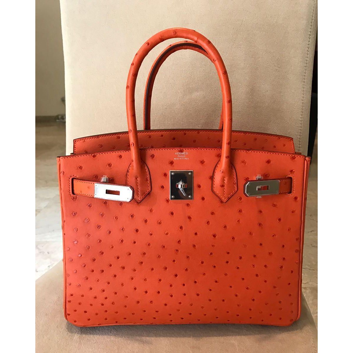 Hermes Birkin 30 Violine Autruche Ostrich Palladium Hardware #C