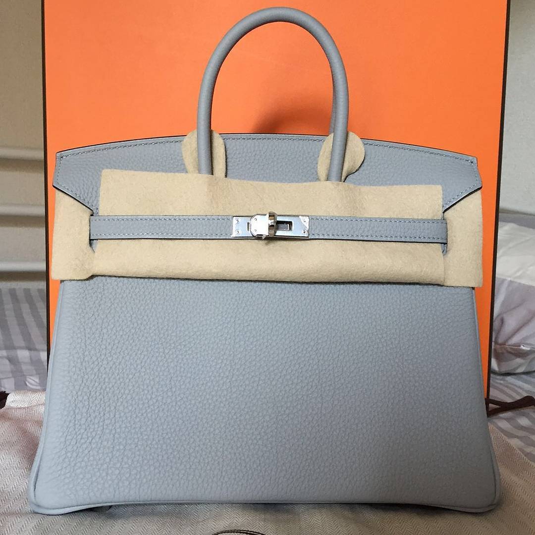 Hermes Birkin 25cm Bleu Glacier Togo Leather Gold Hardware