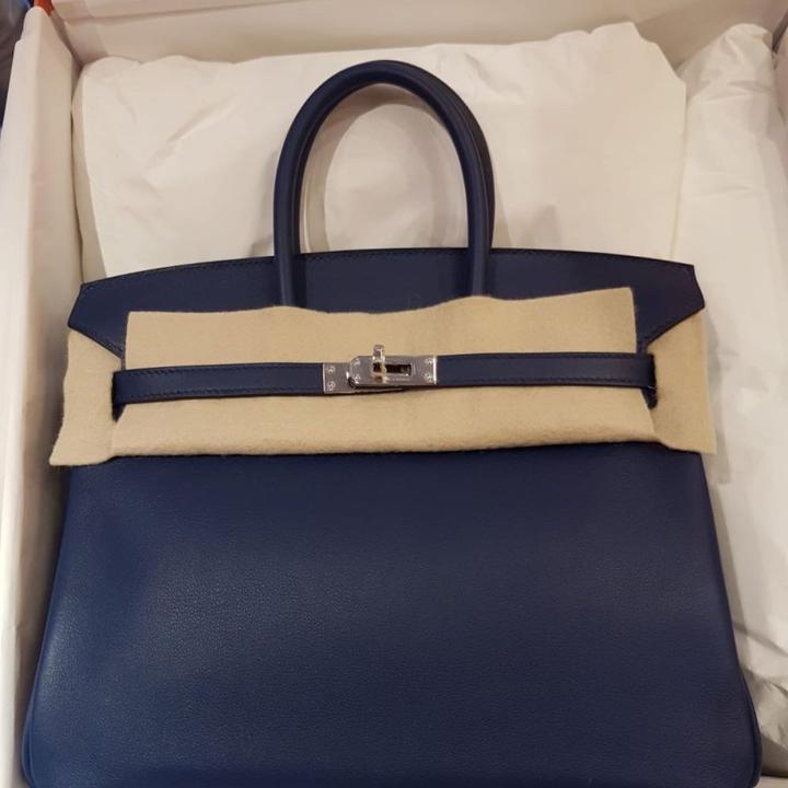 Hermes Birkin 25 Sapphire Blue Sellier Madame Leather Bag