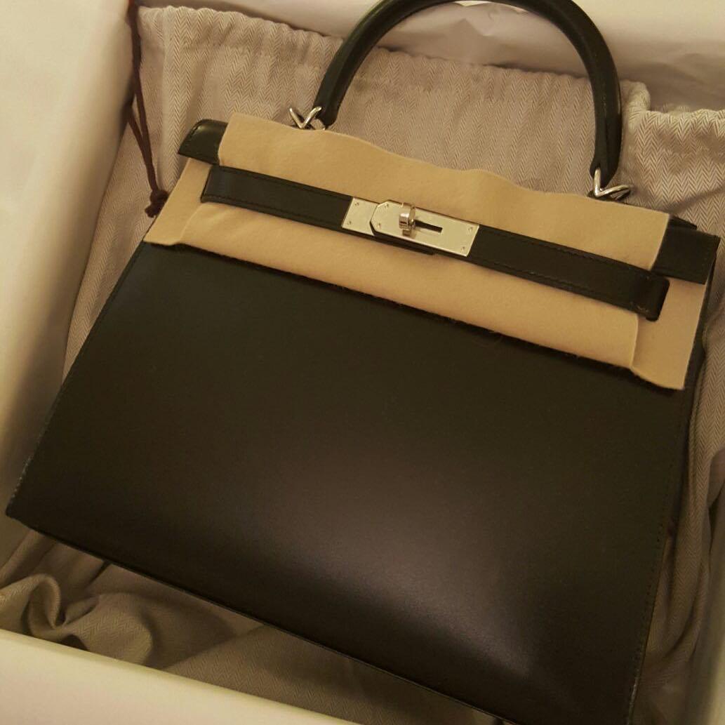 hermes kelly black silver hardware