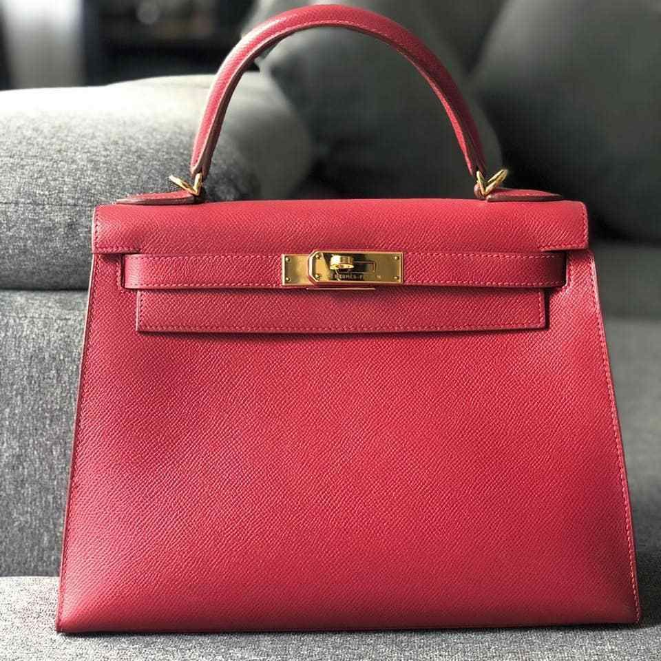 Hermes Kelly 28 Sellier Rouge Vif Epsom Gold Hardware G Vendome Monte Carlo