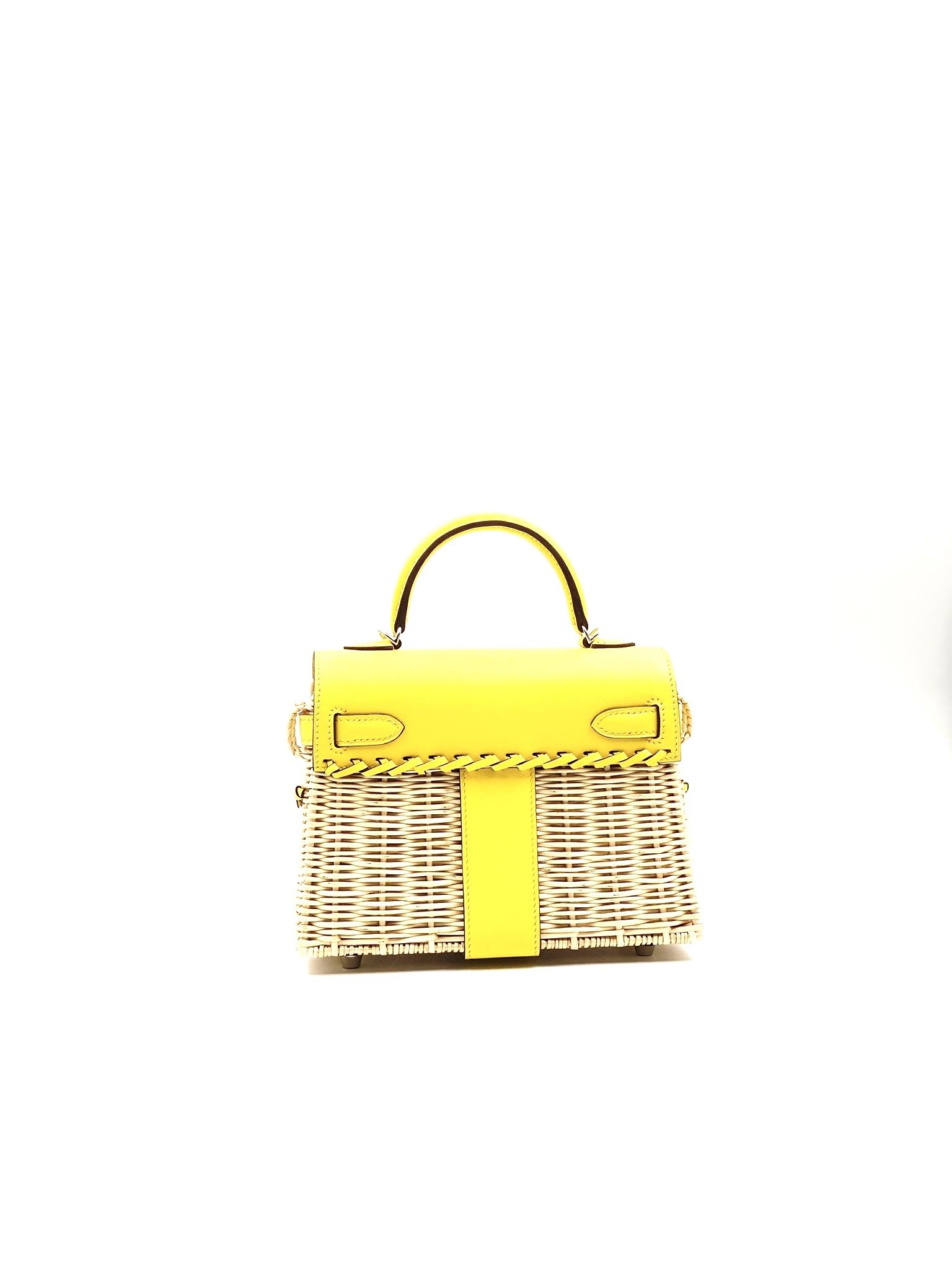 Hermès Kelly 20 Mini Picnic Jaune de Naples, Swift & Osier Wicker Pall