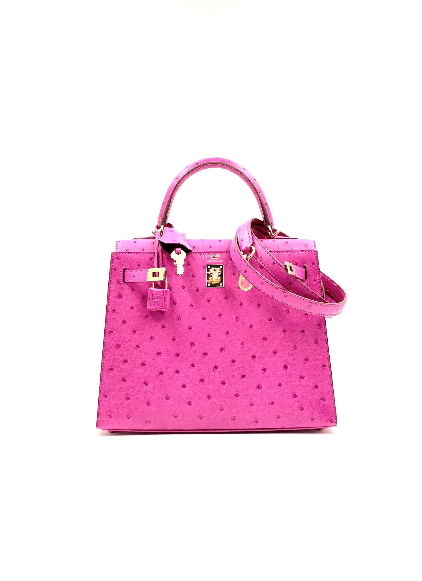 Hermes Birkin 30 Bag Rose Pourpre Pink Ostrich Palladium Hardware