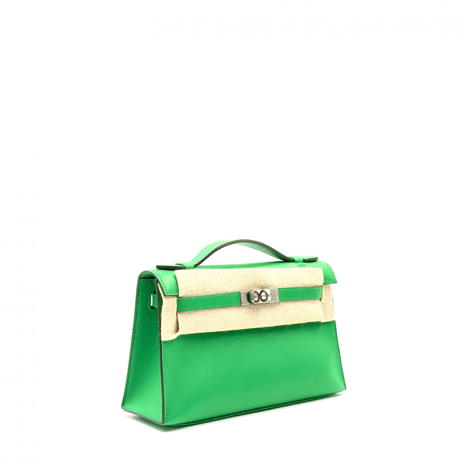 Hermes Kelly Pochette Green Bamboo Swift Phw