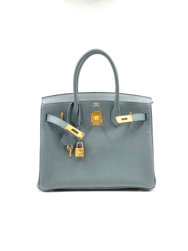 Hermes Birkin bag 30 Vert amande Togo leather Gold hardware