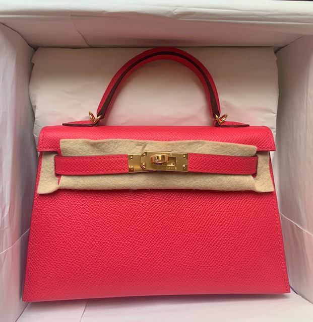 Hermes Kelly 20 Mini Sellier Rose Extreme Epsom Gold Hardware - Vendome  Monte Carlo