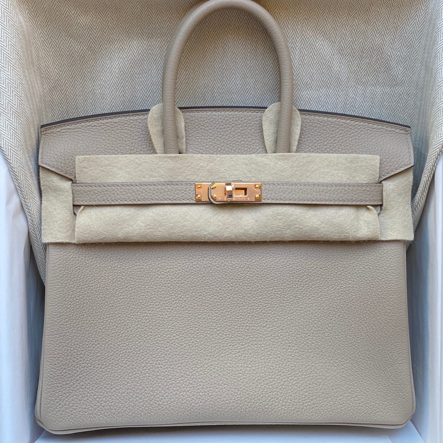 Hermes Birkin 25 Gris Asphalte Togo Rose Gold Hardware