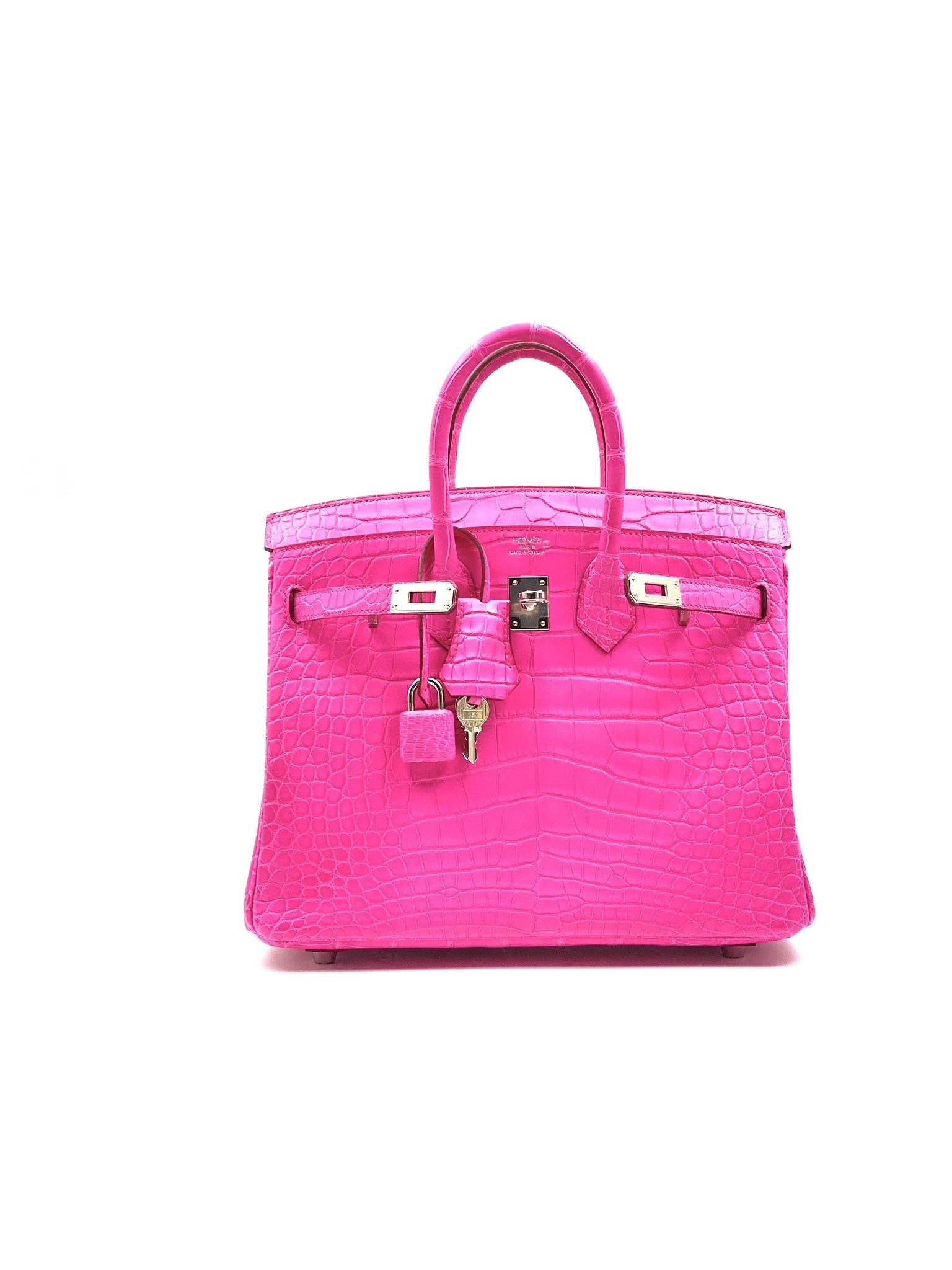 Hermes Birkin 25 Bag 5p Pink Matte Porosus Croc PHW