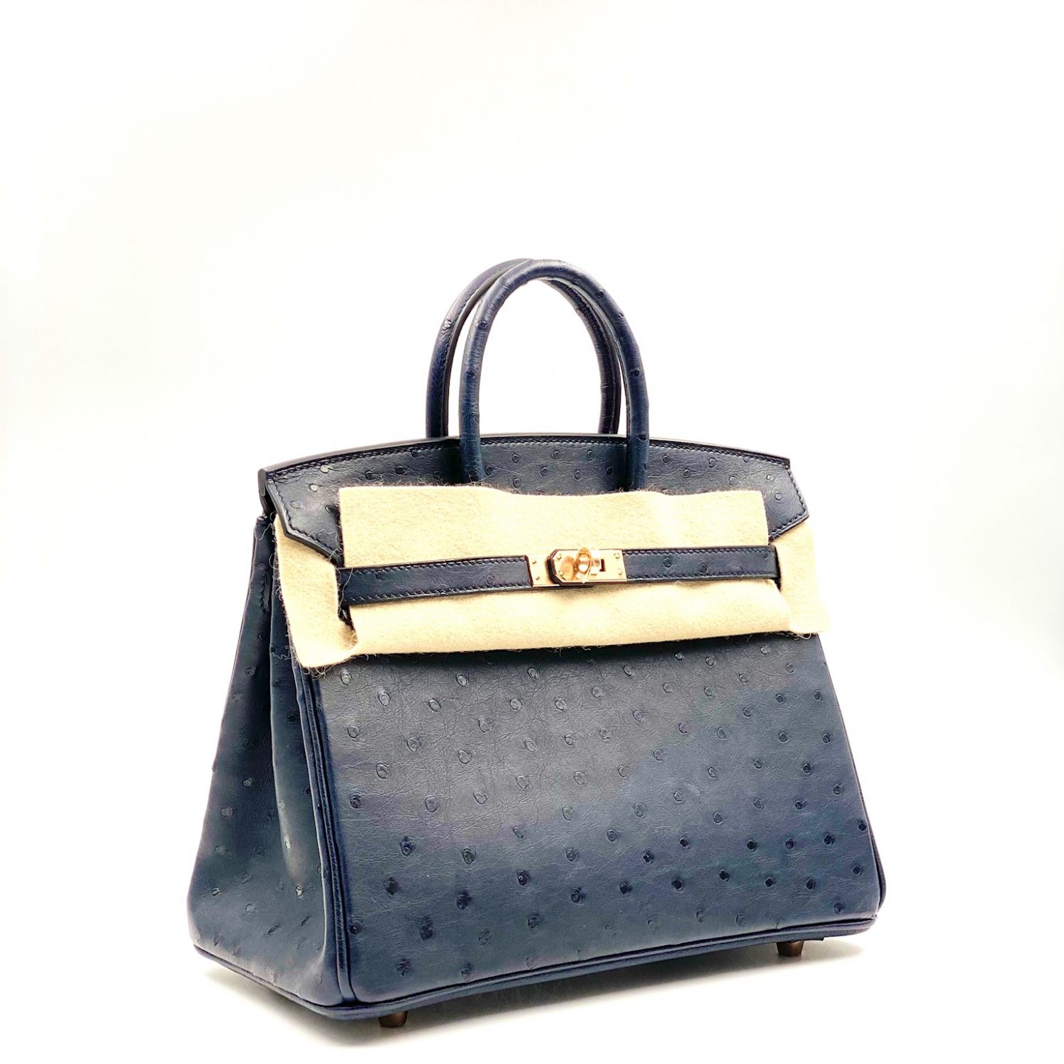 Hermes Birkin 25 Noir (Black) Togo Rose Gold Hardware - Vendome Monte Carlo