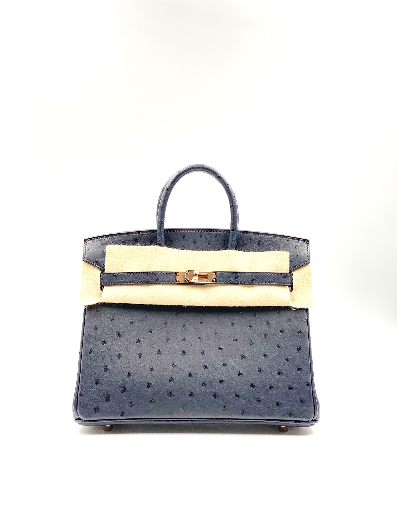 Hermes Bi-Color Birkin 25 Rouge Sellier and Bleu Saphir Ostrich Palladium  Hardware