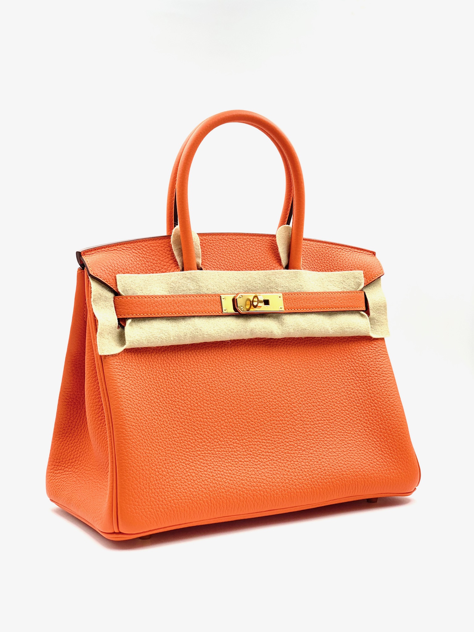 Hermes Birkin bag 30 Feu Clemence leather Gold hardware