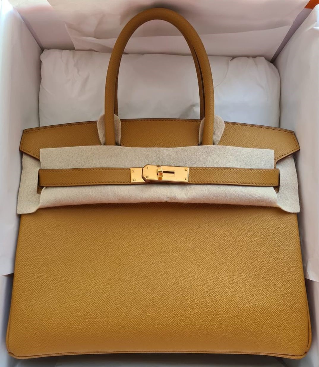 Hermes Kelly Bag Size 28 Epsom Leather in Gold Color with Silk