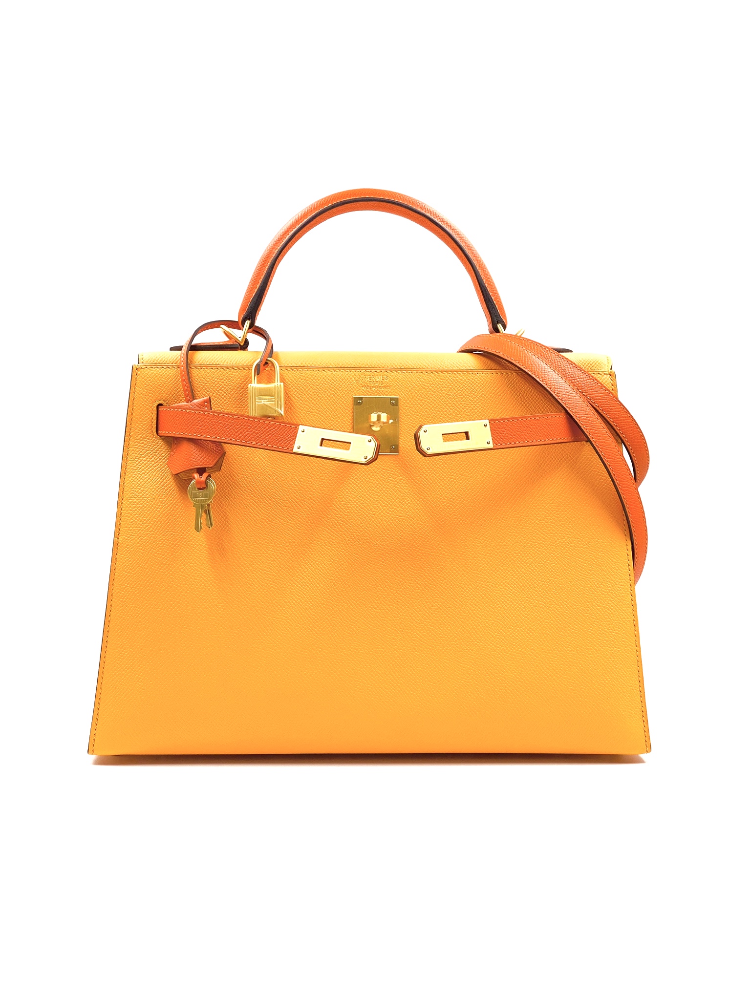 Hermès Kelly 32 Sellier Sulfur Soufre Epsom with Gold Hardware